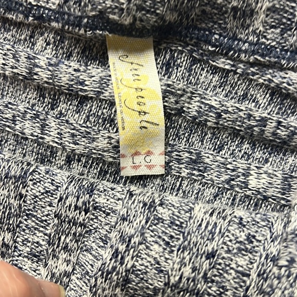 Free People Clarissa Blue-Gray Ribbed Mock Neck Sweater - Picture 5 of 6